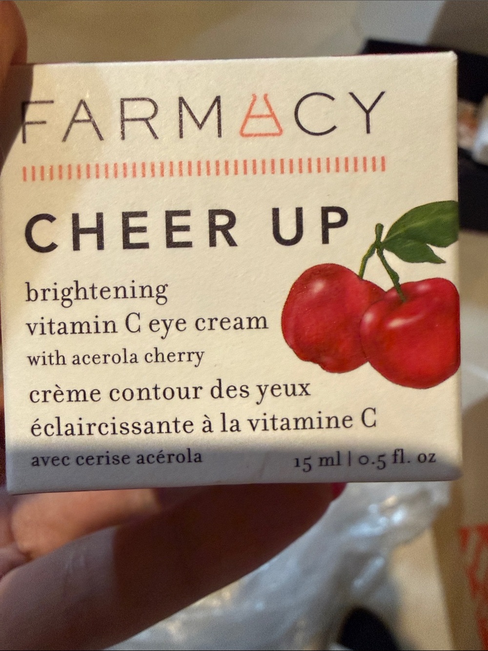 Farmacy Cheer Up Brightening Vitamin C Eye Cream — Red and Green Accents